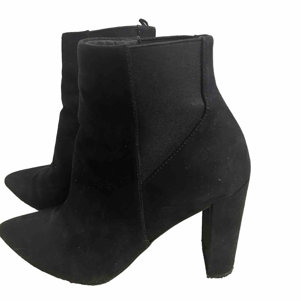 H & M Divided Womens Black  Block Heel Ankle Booties Size US 7 EU 38